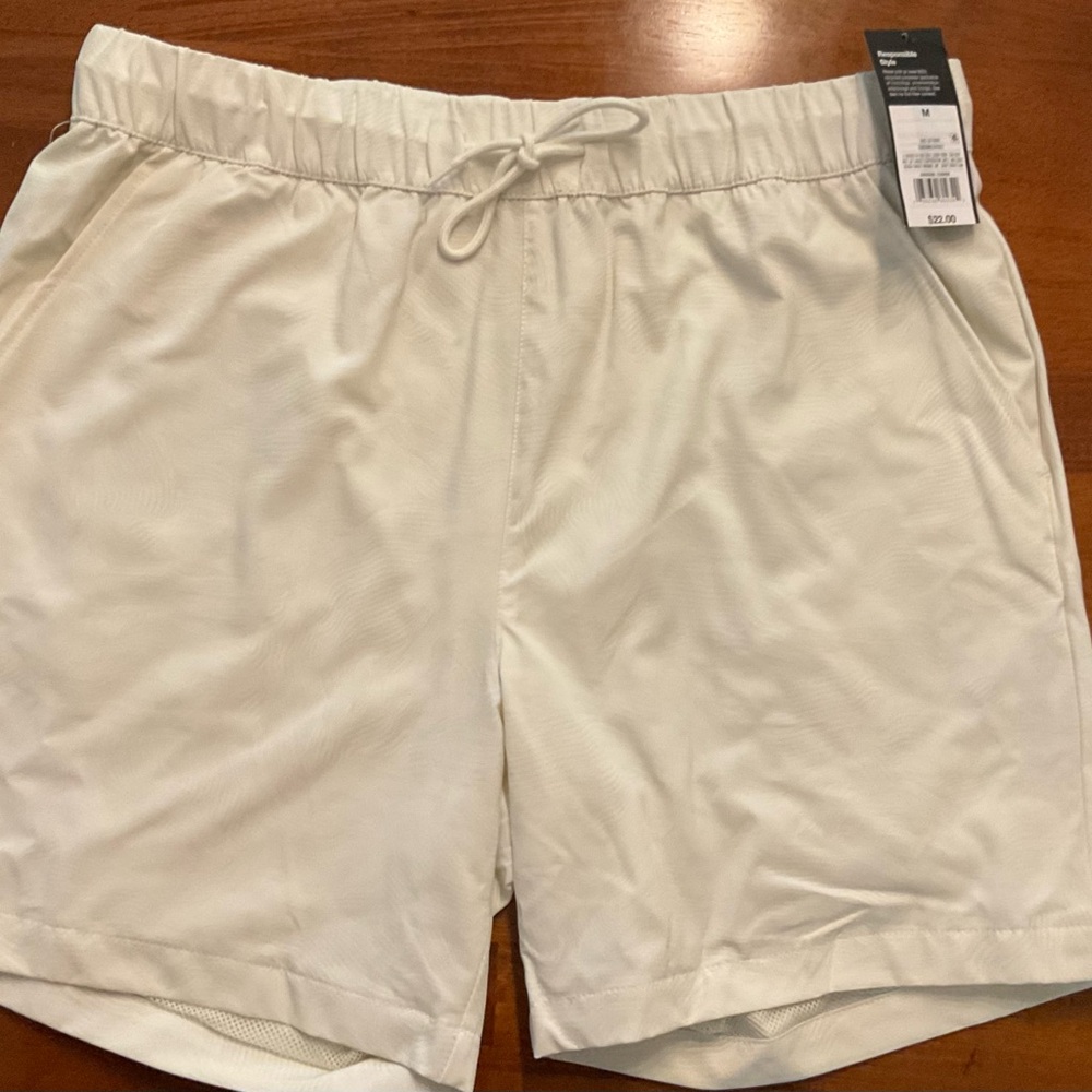 Original Use Cream Elastic Waist Shorts SET OF 2